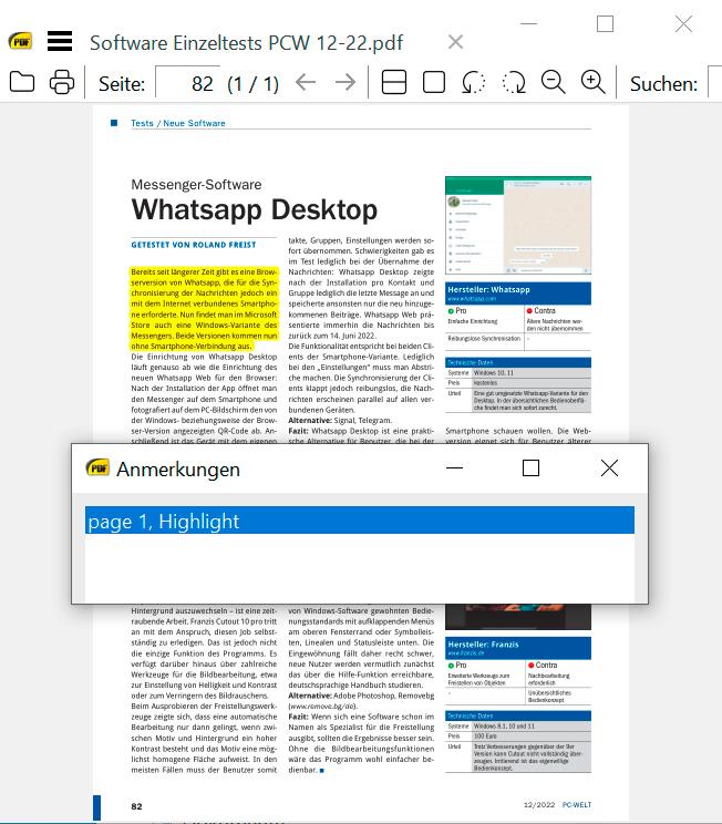 Sumatra PDF: Das kleine schnelle Programm zeigt PDF-Unterlagen sofort, bietet Onlineübersetzungen an und unterstützt beim Ausdrucken der Seiten.